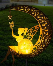 Solar Garden Statues Outdoor Decor Fairy Moon Figurine Light Stake Solar Garden Statues Outdoor Decor Fairy Moon Figurine Light Stake